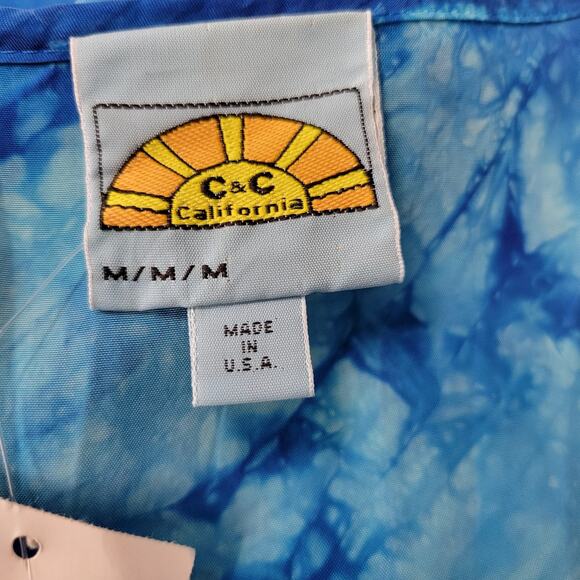 C&C California Cover Dress Womens M Blue Tye Dye Drawstring Short Sleeves New - Picture 7 of 14